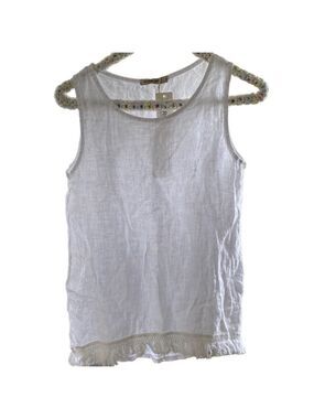 Women's Puro Lino White Linen Tank Top Size S